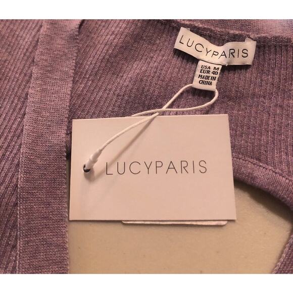 Lucy Paris NWT Purple Eloise Short Sleeve Cut Out Back Knit Midi Dress Size M - Picture 8 of 8